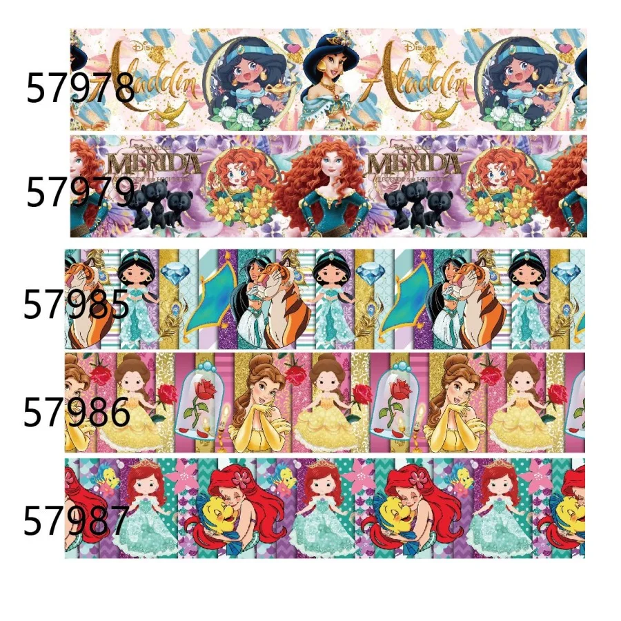 10Yards Disney Printsess Cheep Lindid Trükitud Iseloomu Grosgrain Lindi munakarbid Hairbows Käsitöö Käsitöö Õmblemine Tarvikud - 1