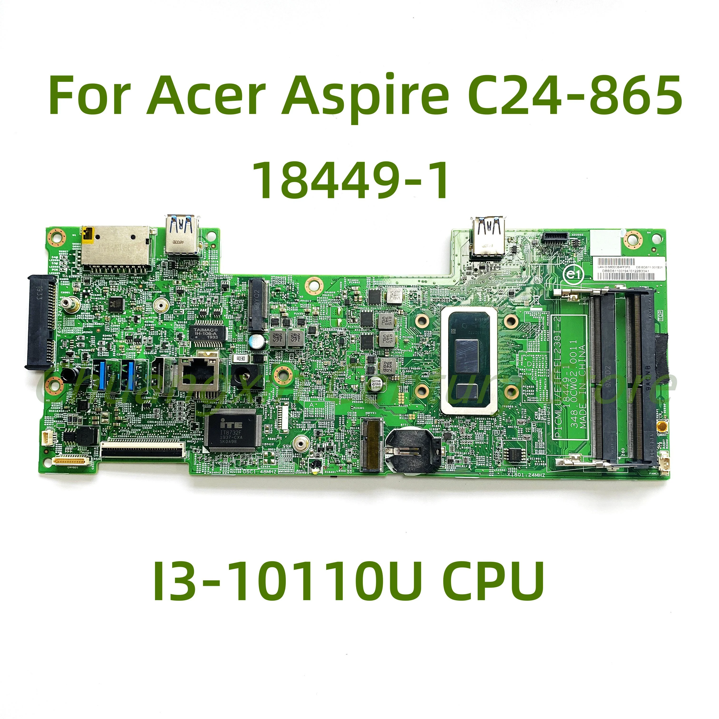 Sobib Acer Aspire C24-865 sülearvuti emaplaadi 18449-1 koos I3-10110U CPU 100% Testitud Täielikult Töö - 0