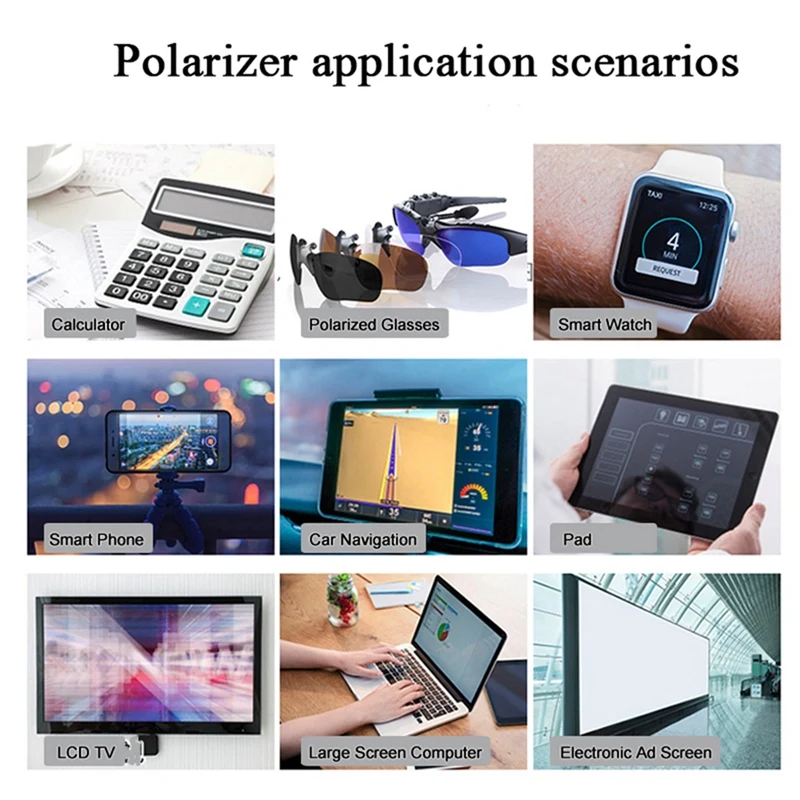 Lineaarne Polariseeriv Kile LCD/LED Polariseeritud Polarizing Filter Film Lehte ei Jõuagi Foto 10TK (Liimiga) - 4