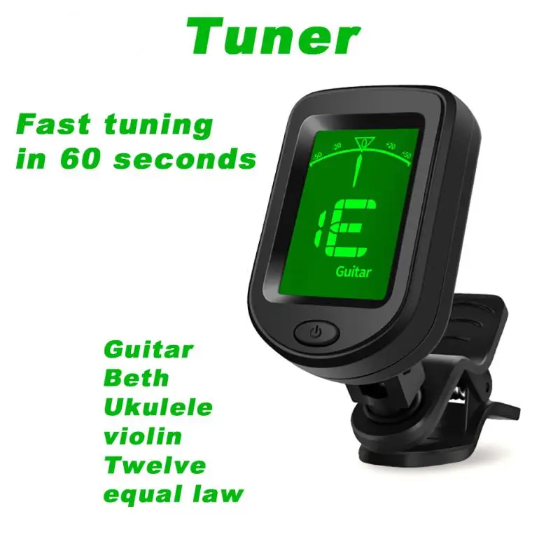 1/2TK Universaalne Guitar Tuner Must Clip-on 360 Kraadi Pööratav LCD-Ekraan, Automaatne Otsing, Kitarri, Bass, Viiul, Ukulele) Tuuner - 3