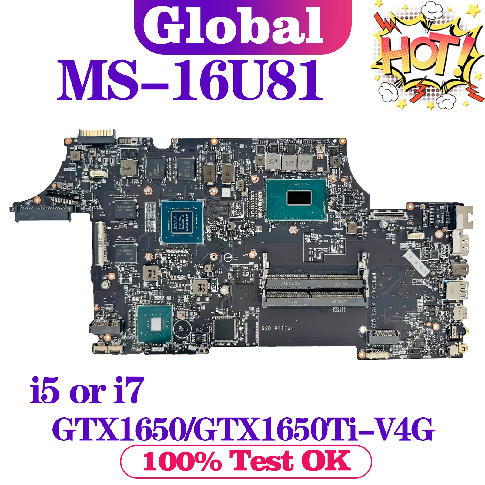KEFU Emaplaadi MSI MS-16U81 MS-16U8 Sülearvuti Emaplaadi i5 i7 9. Gen GTX1650/GTX1650Ti-V4G - 0