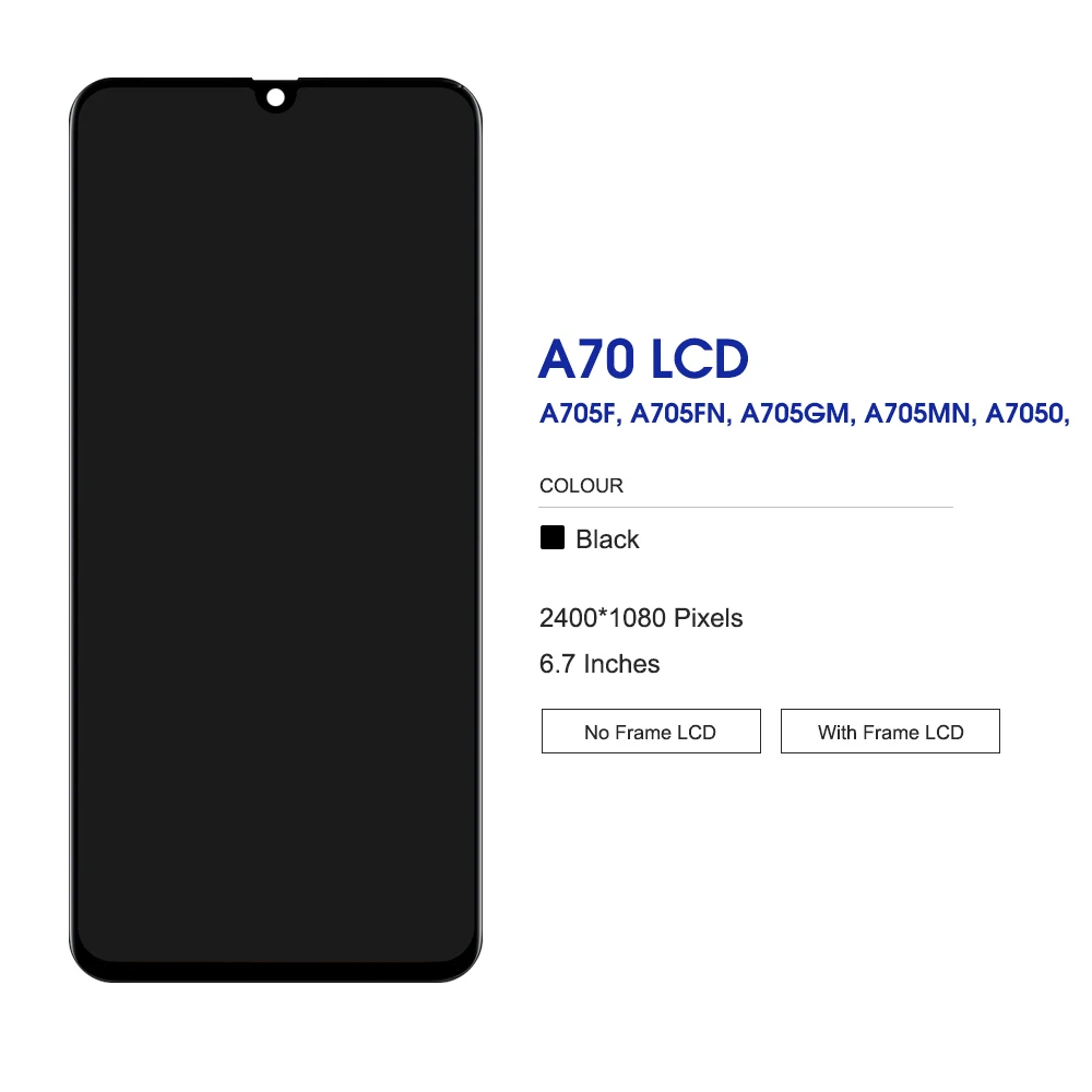 Sest AMOLED A70 LCD Ekraan Samsung A70 A705 A705F SM-A705MN LCD Ekraan Puutetundlik Digitizer paigaldus Raam - 2