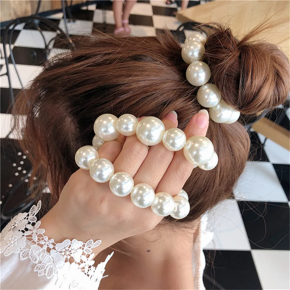 Naine, Suure Pärli Juuksed Sidemed Fashion Korea Stiilis Hairband Scrunchies Tüdrukud Hobusesaba Omanikud Kummipaelaga Juuksed Tarvikud Peakatet - 0