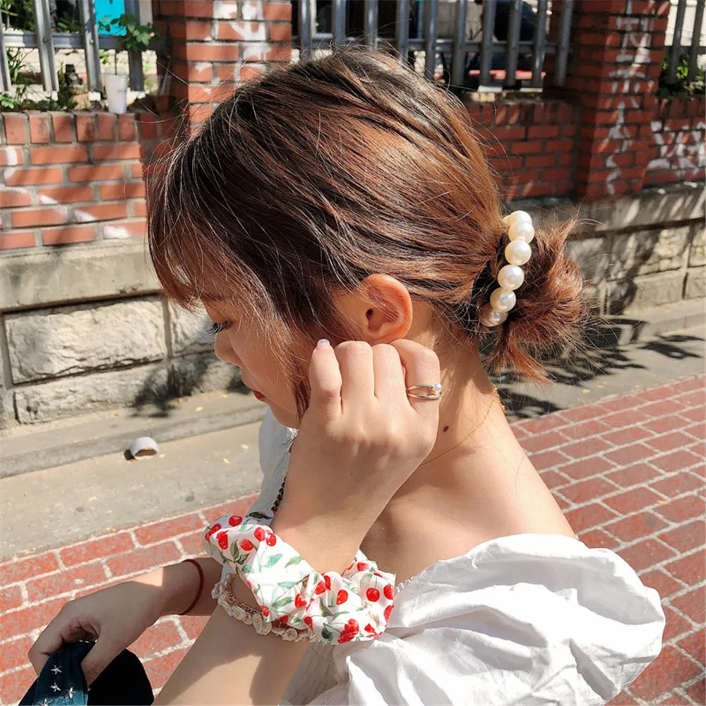 Naine, Suure Pärli Juuksed Sidemed Fashion Korea Stiilis Hairband Scrunchies Tüdrukud Hobusesaba Omanikud Kummipaelaga Juuksed Tarvikud Peakatet - 2