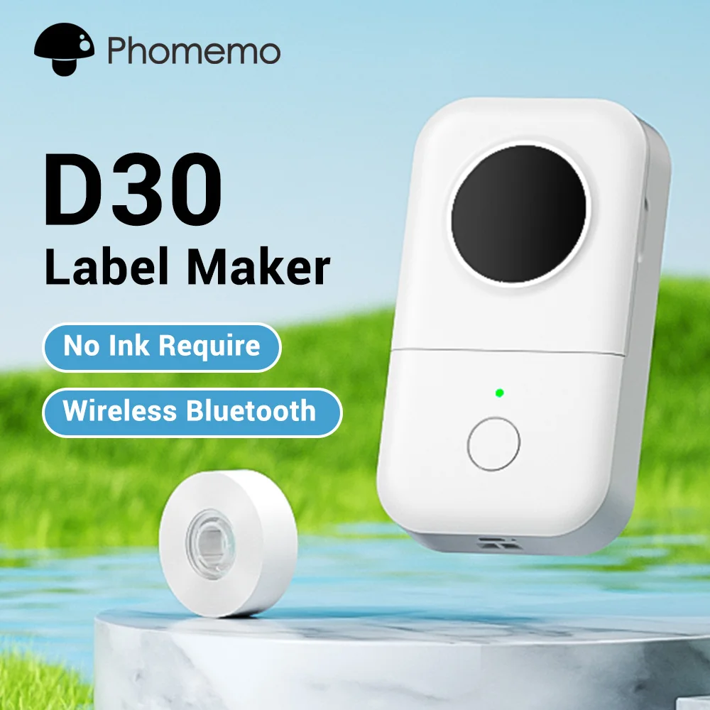Phomemo D30 Traadita Label Maker Mini Termilise Kaasaskantav Inkless Trükkimine, Kleebise Printer 6-15mm kooskõlas Android ja IOS - 0