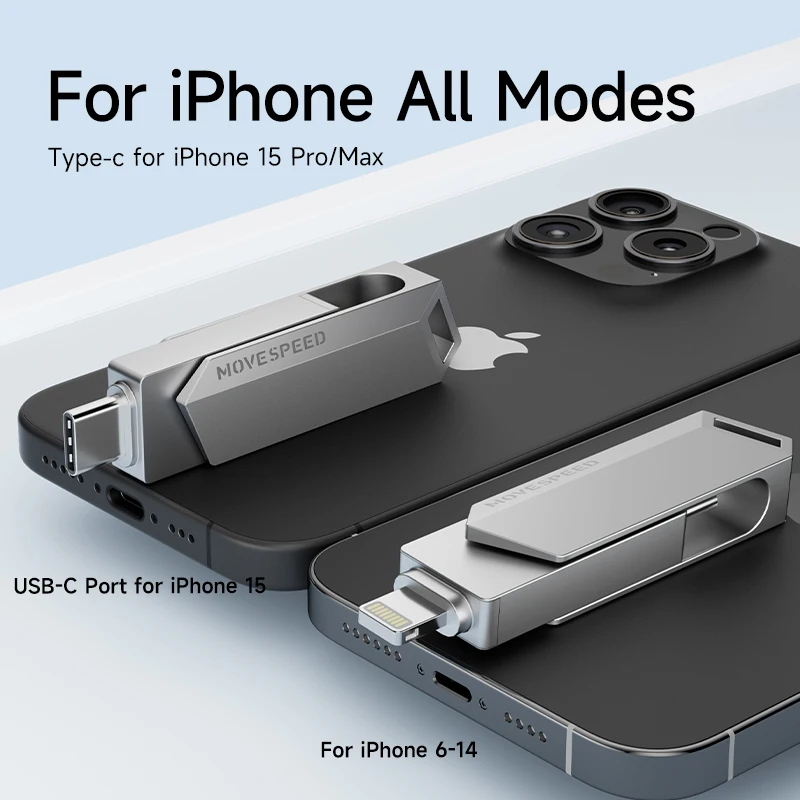 MOVESPEED USB Type C Flash Drive jaoks iPhone 15 Pen Drive 512 GB 256GB 128GB RA Sertifitseeritud Flash Drive jaoks iPhone, iPad ja Macbook - 4