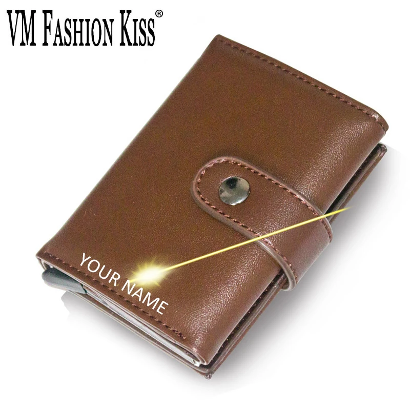 VM MOOD KISS Vintage Graveerimine Taskud Unisex Blokeerimine RFID Minimalistlik Rahakott Hasp Metallist Rahakott Business Credit Card Hoidja - 0