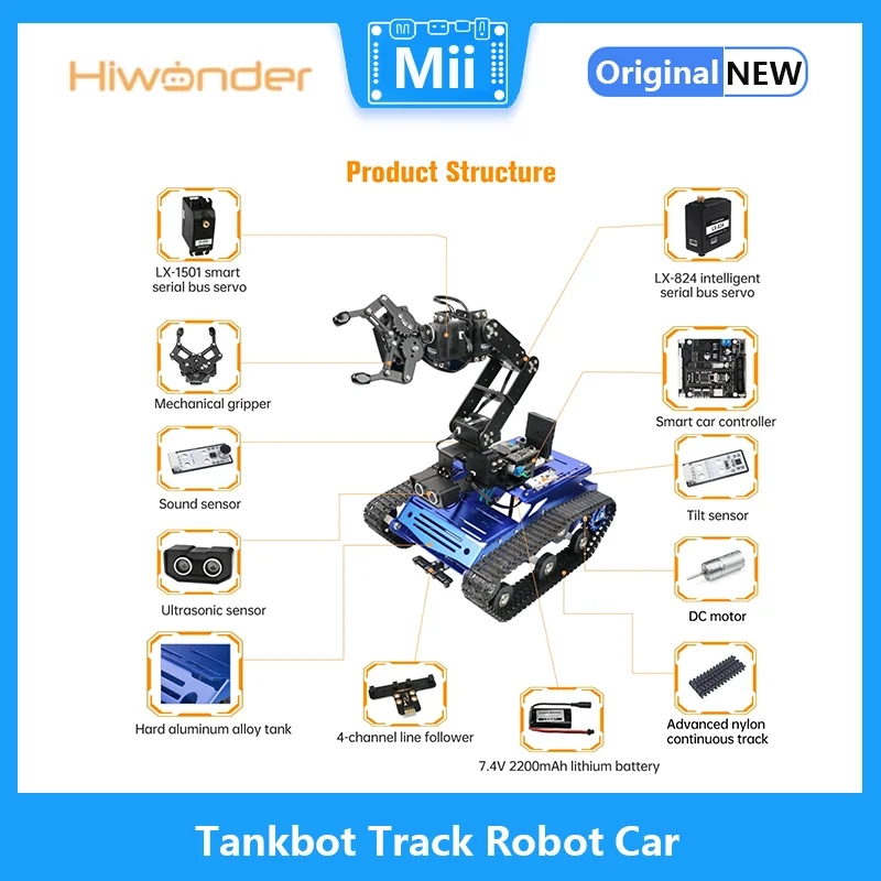 Hiwonder Tankbot Jälgida Robot Auto Koormatud robotkäsi jaoks STM32 Programmeerimine Auto - 3