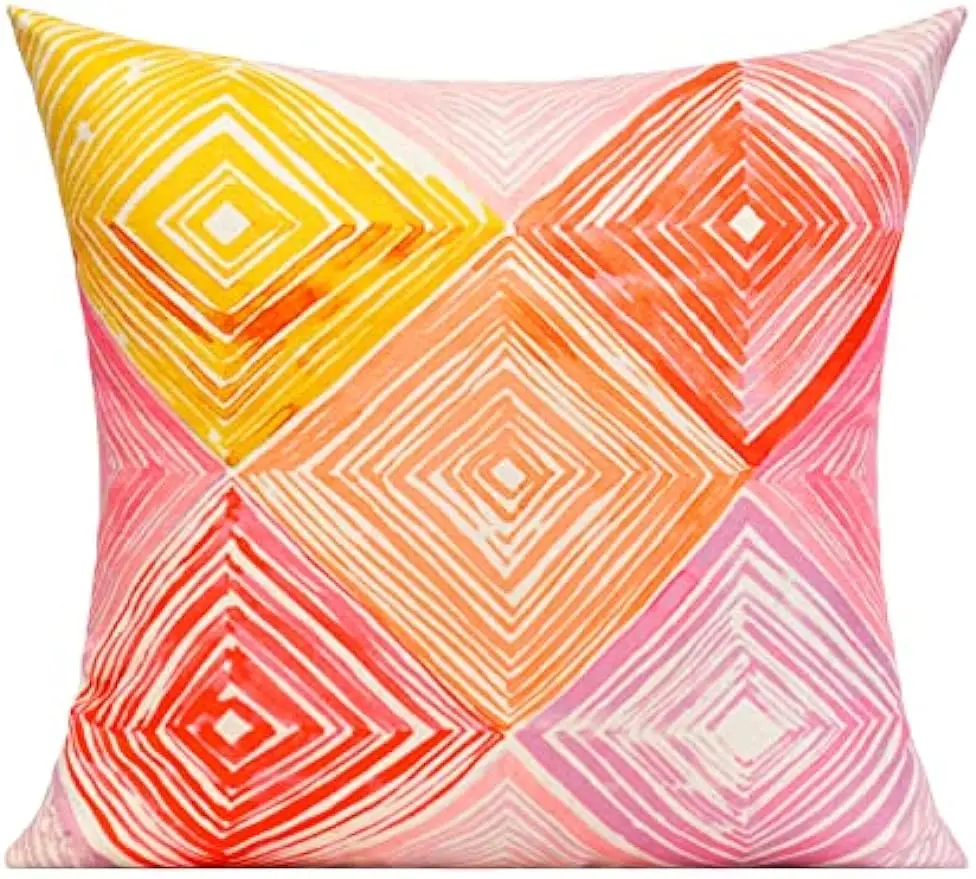 Roosa ja oranž visata padjapüür Värv abstraktne kaasaegne geomeetriline triip square dekoratiivne padi magamistuba kodu sisekujundusega - 1