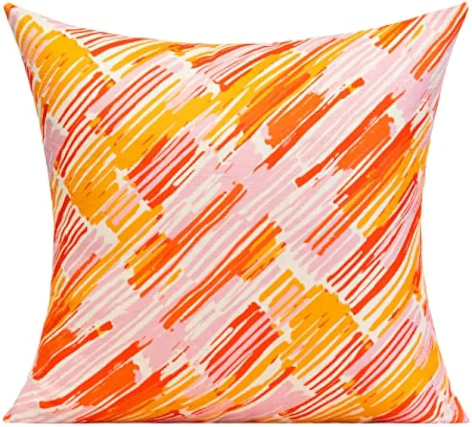 Roosa ja oranž visata padjapüür Värv abstraktne kaasaegne geomeetriline triip square dekoratiivne padi magamistuba kodu sisekujundusega - 3