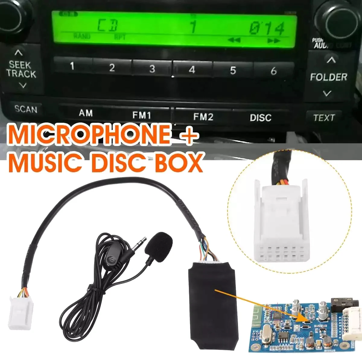Auto-Raadio Audio Adapter, Bluetooth, Aux Kaabel Mikrofon Handsfree Music Interface Plaadi Kast, Toyota Reiz/Camry/Corolla - 1