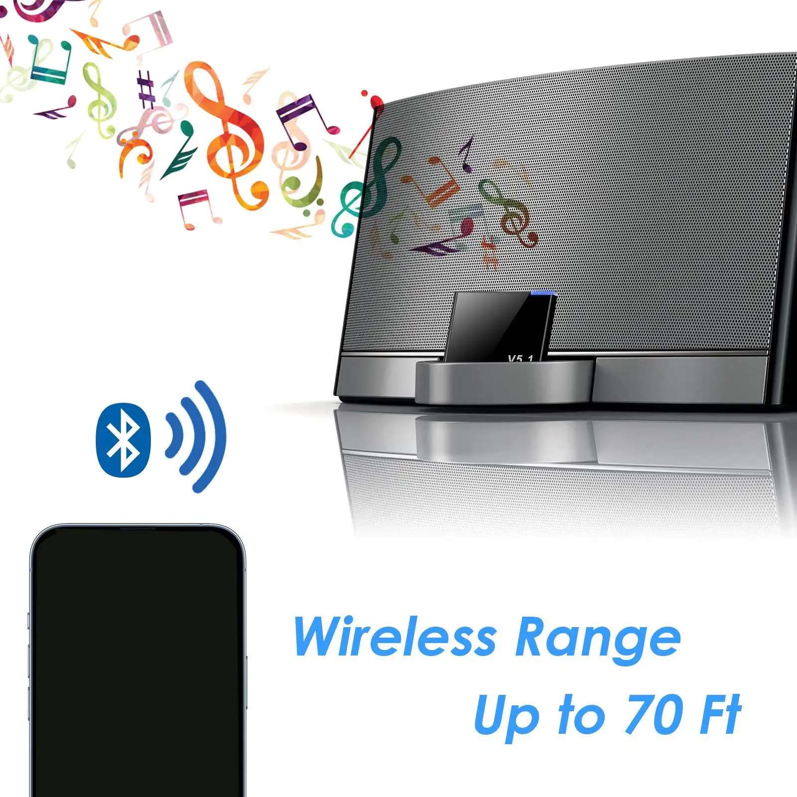 I-WAVE 30 Pin Bluetooth 5.1 Audio Vastuvõtja Muusika Mini Wireless Adapter iPhone ja IPod 30Pin Jack Analoog Kõlar - 2