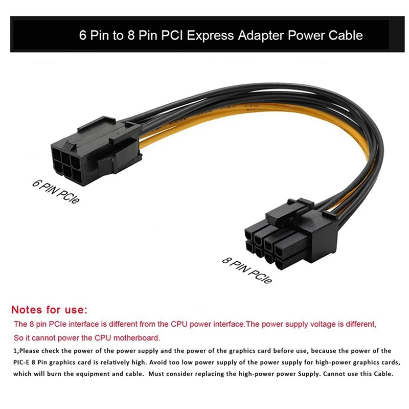 UUE-6 Pack Graafika Kaart 6 Pin, 8-Pin Pcie Adapter, Juhe (GPU Video Graafika Kaart Power Cable) 7.8 Tolli - 3