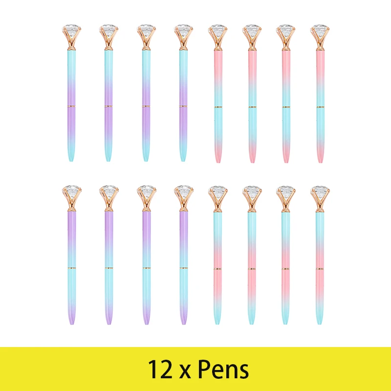 16Pcs Pulm Diamond Pen Suur Kristall Teemant Top Pliiatsid Pulmade Kasuks Kingitused Pruutneitsi Kristall Pärl Pliiats - 0