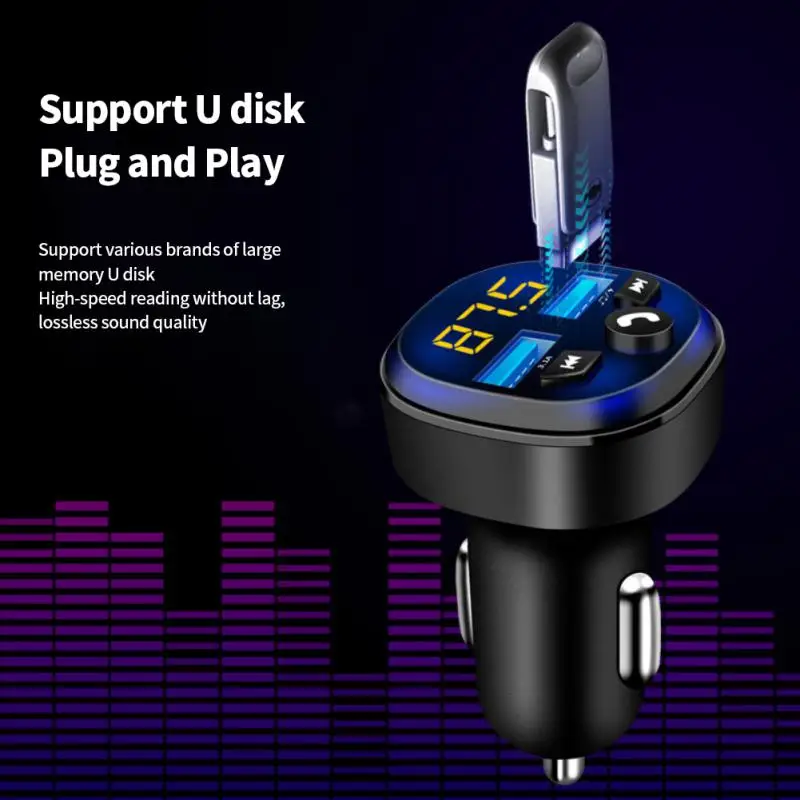 Auto Bluetooth-5.0 FM-Saatja Digitaalne Ekraan Dual USB-Multifunktsionaalne Kiire Laadija Auto MP3 Mängija Auto Tarvikud - 5