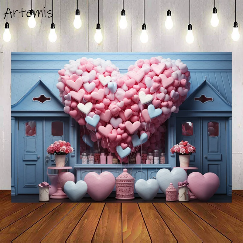 Sõbrapäeva Taustaks Romantiline armastuslugu Roosa Armastus Candy Shop Tõusis Laste Sünnipäeva Portree Taustal Foto Stuudio - 3