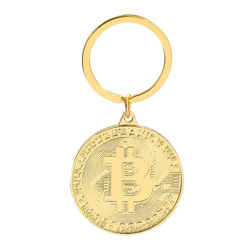 Kullatud Bitcoin Mündi Võtmehoidja Raha Suveniiride Kodu Kaunistamiseks Uusim Võtmerõngast Ripats Laekuva Mündi Ja Kunsti Kogumine Kingitus - 0