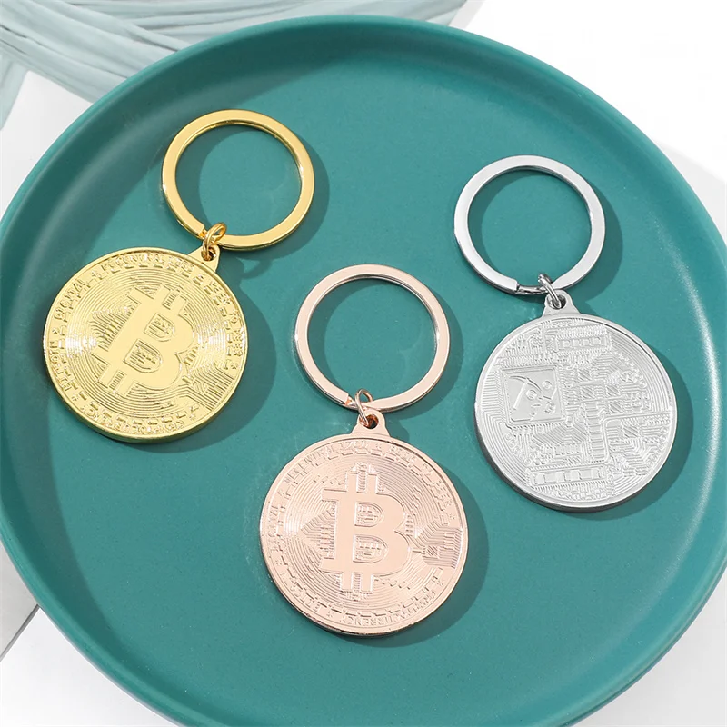 Kullatud Bitcoin Mündi Võtmehoidja Raha Suveniiride Kodu Kaunistamiseks Uusim Võtmerõngast Ripats Laekuva Mündi Ja Kunsti Kogumine Kingitus - 4