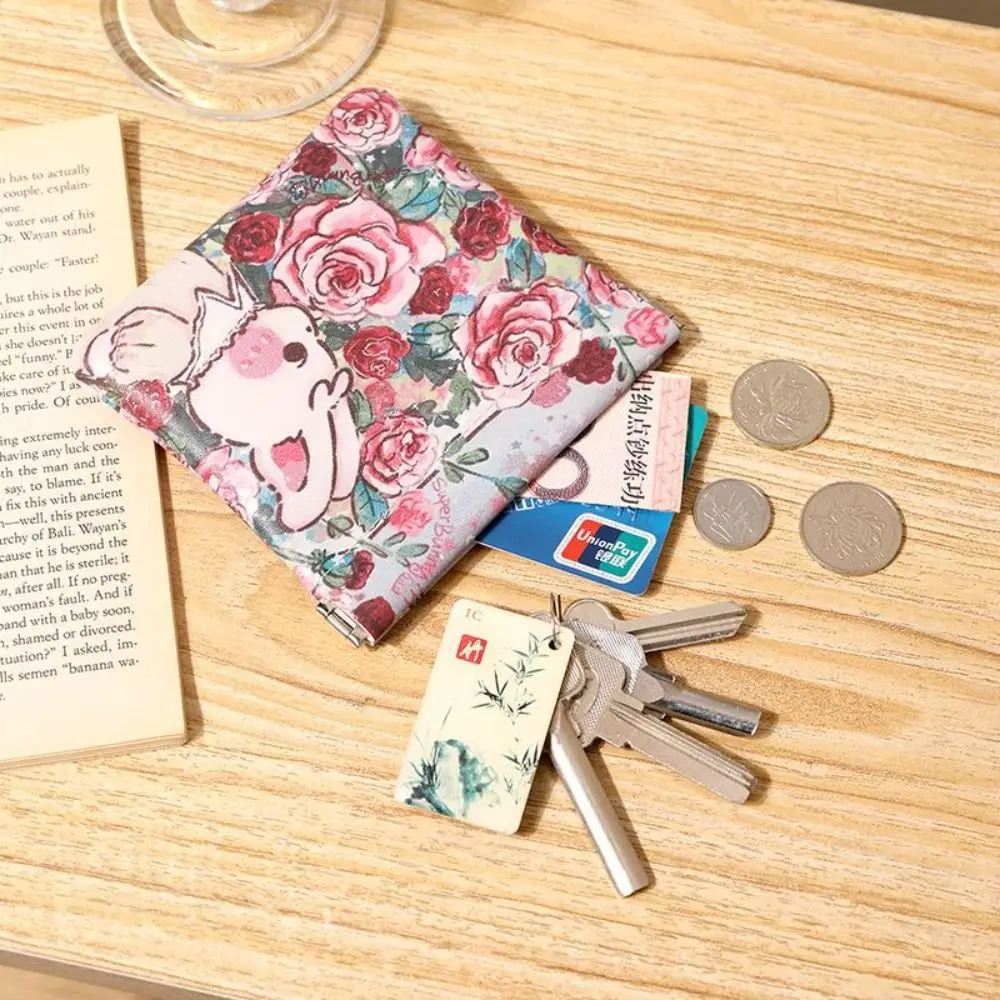 Prindi Mini Kosmeetika Kott Lihtne Pu Nahk isesulguvad lehtvedru Kott Flower Automaatne Suletud Mündi Rahakott Naistele - 3