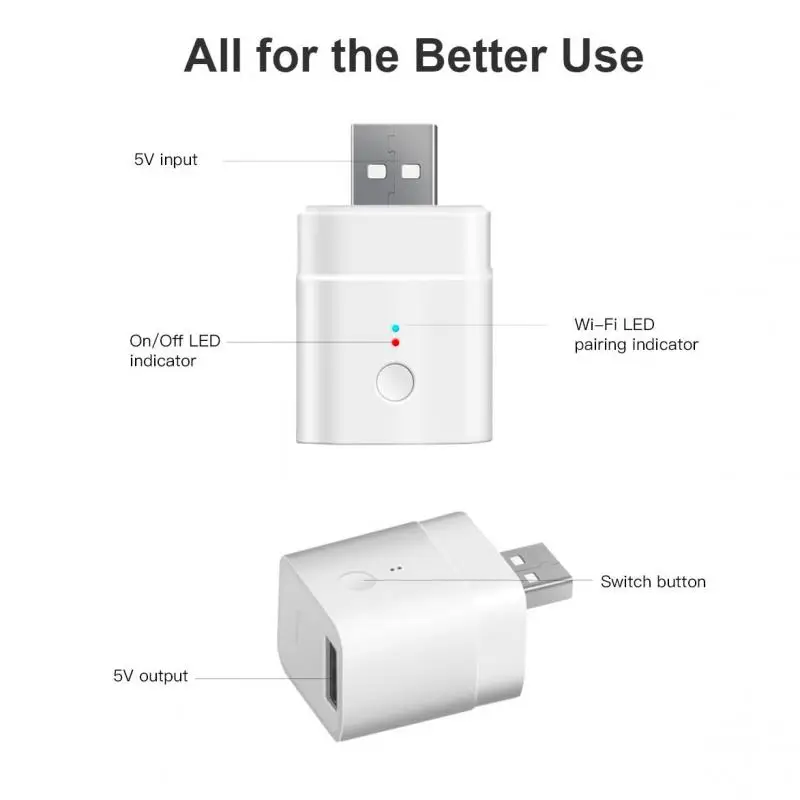 SONOFF 1-10TK Mikro-5V Mini USB Adapter Lülita Wifi USB Power Adapter Smart Home Lüliti Kontrolli kaudu eWeLink Google ' i Kodu Alexa - 5