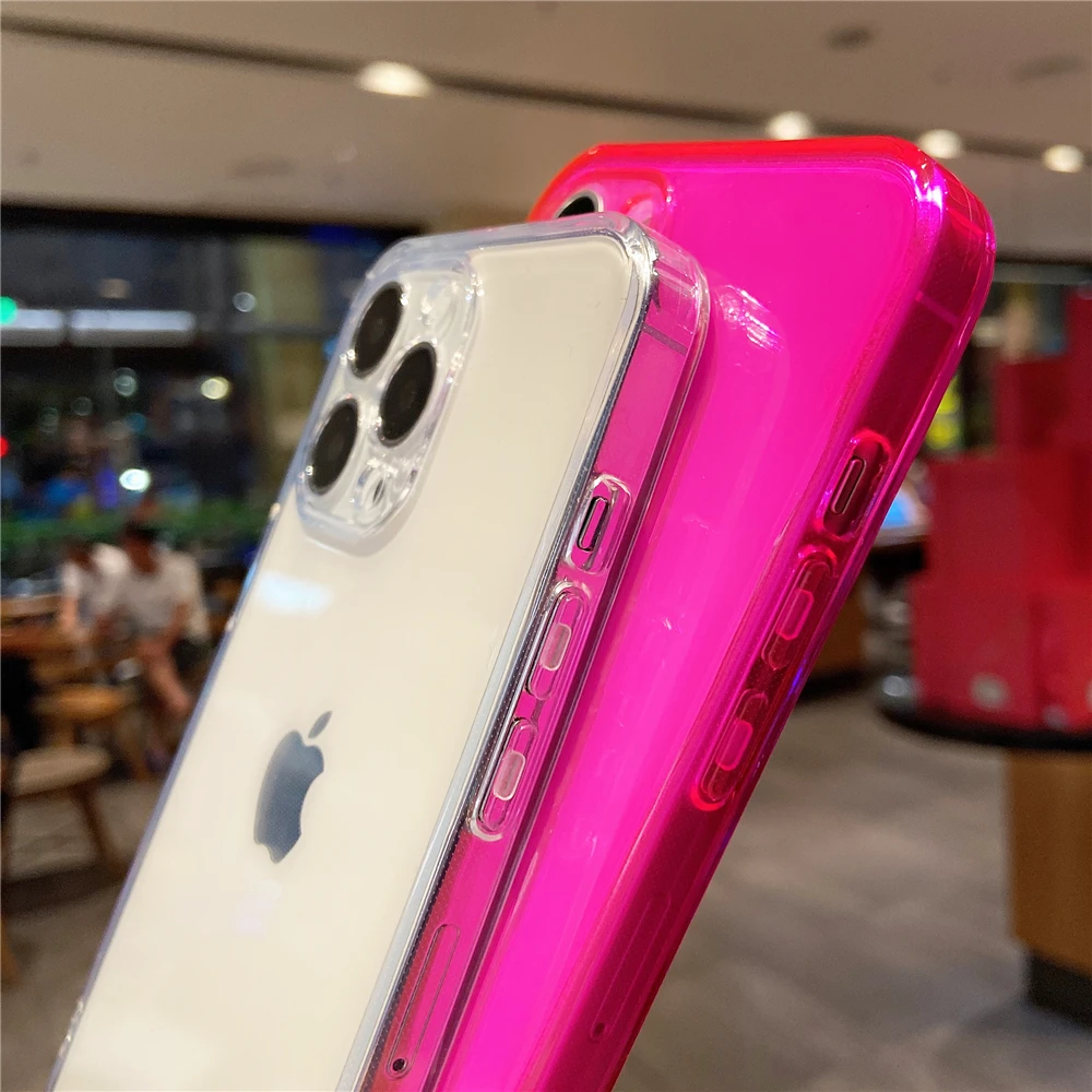 Päevavalgus Neoon Selge Case For iPhone 14 13 12 11 Pro Max XS SE 2 XR X 7 8 Plus Armas Candy Värvi Õhuke Pehme Silikoon Geel Kate - 1