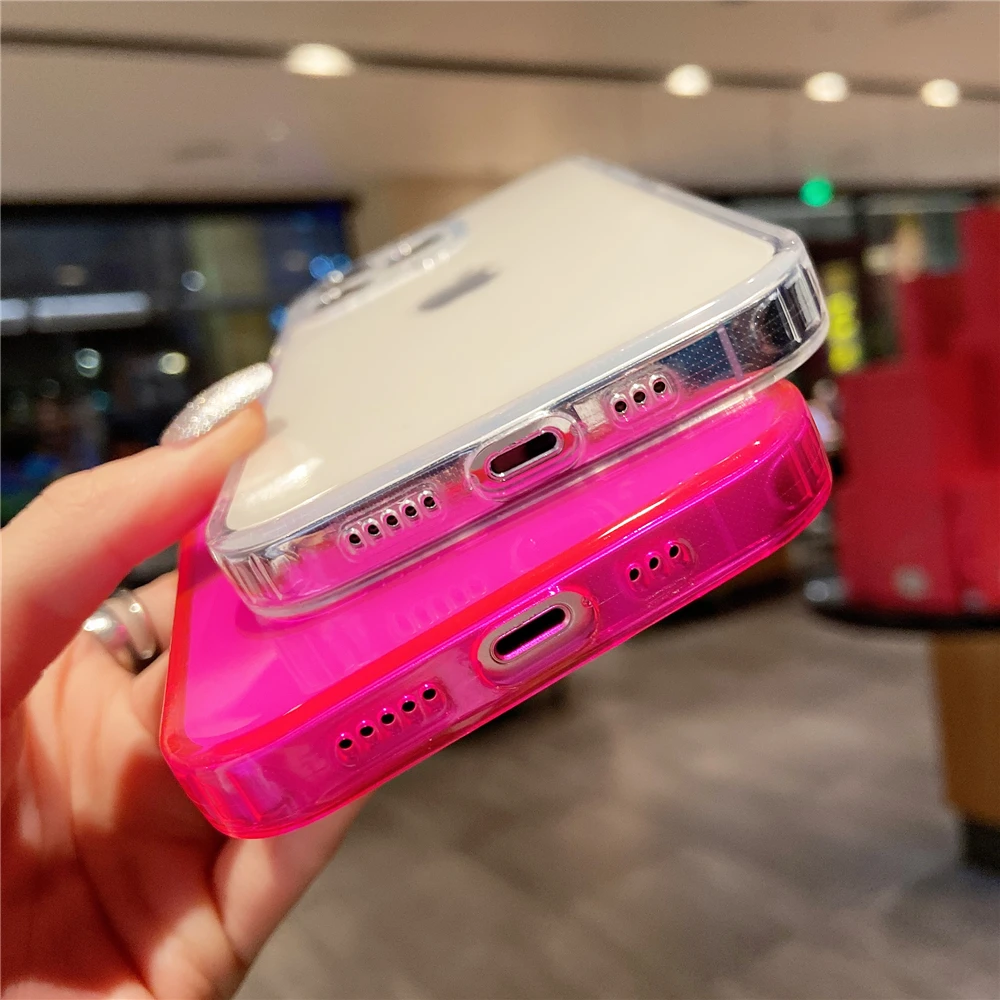 Päevavalgus Neoon Selge Case For iPhone 14 13 12 11 Pro Max XS SE 2 XR X 7 8 Plus Armas Candy Värvi Õhuke Pehme Silikoon Geel Kate - 2