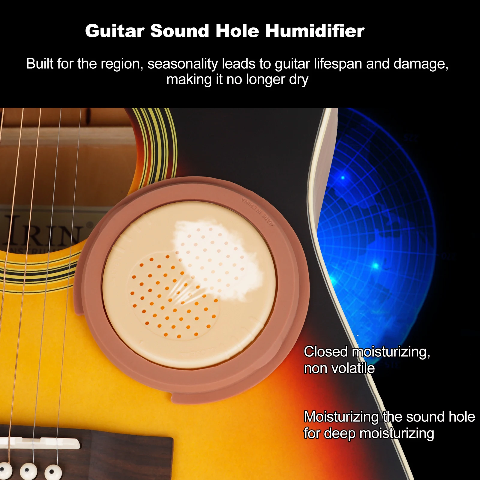 Kitarri Heli Augu Kate Kreem koos Sisseehitatud Sponge Kitarr Soundhole Niisutaja 2tk Mouldproof naturaalsest Puidust Käsnad - 2