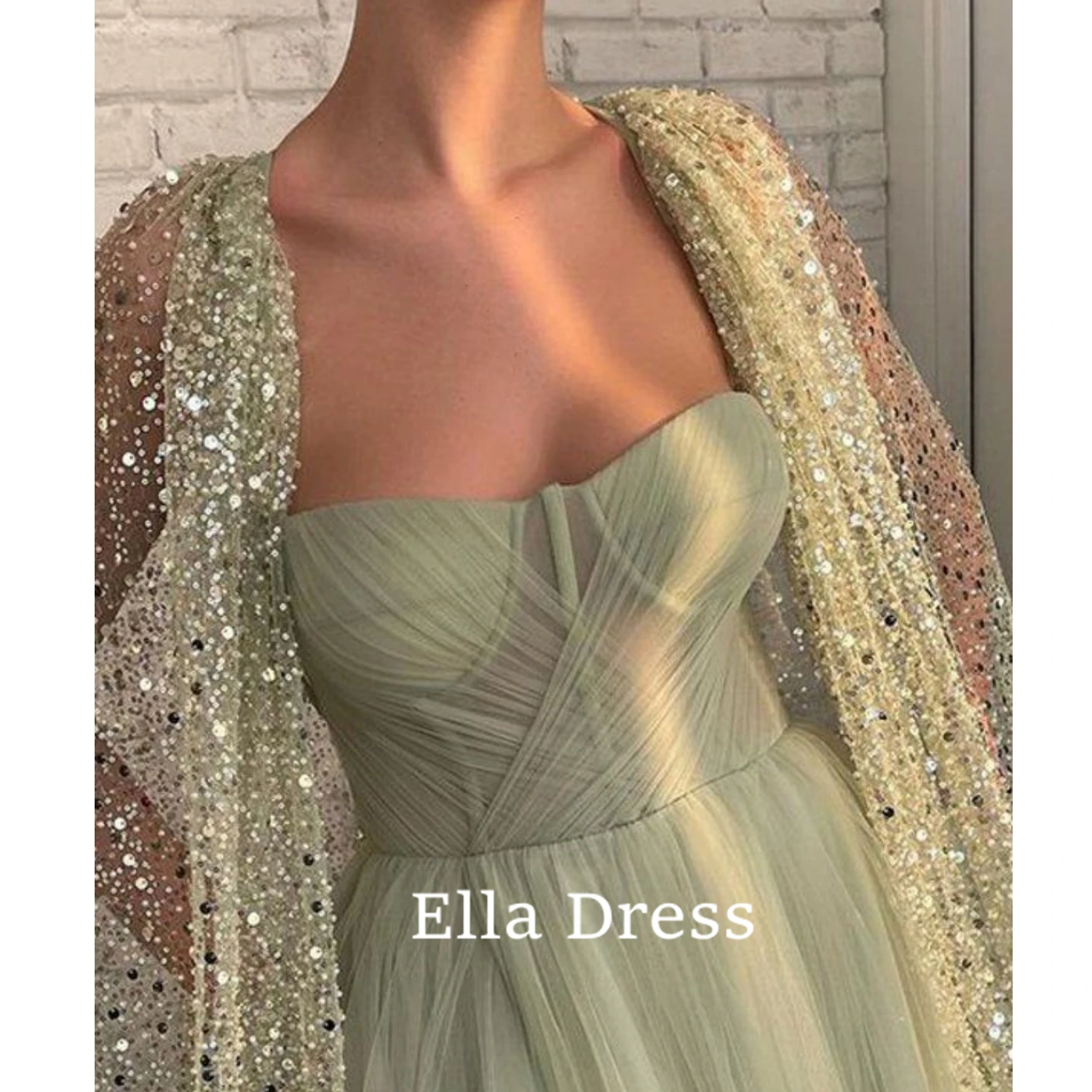 Ella green-line palli kleit,Kullake Suur Pilu, Pikk õhtukleit Ametliku Partei Kleit Glitter peep varba kingad Pits Cabo - 2