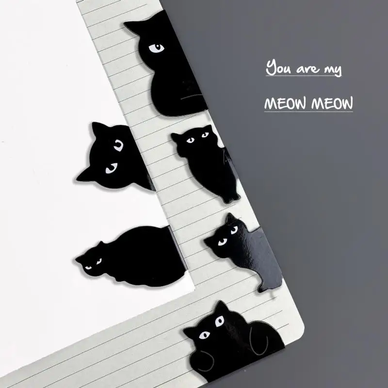6tk Must Kass Järjehoidja Raamatuid Cute Cartoon Magnet Leht Klambrid Raamat Sm Unikaalne Lugemise Peen Kingitus Kirjatarvete - 1