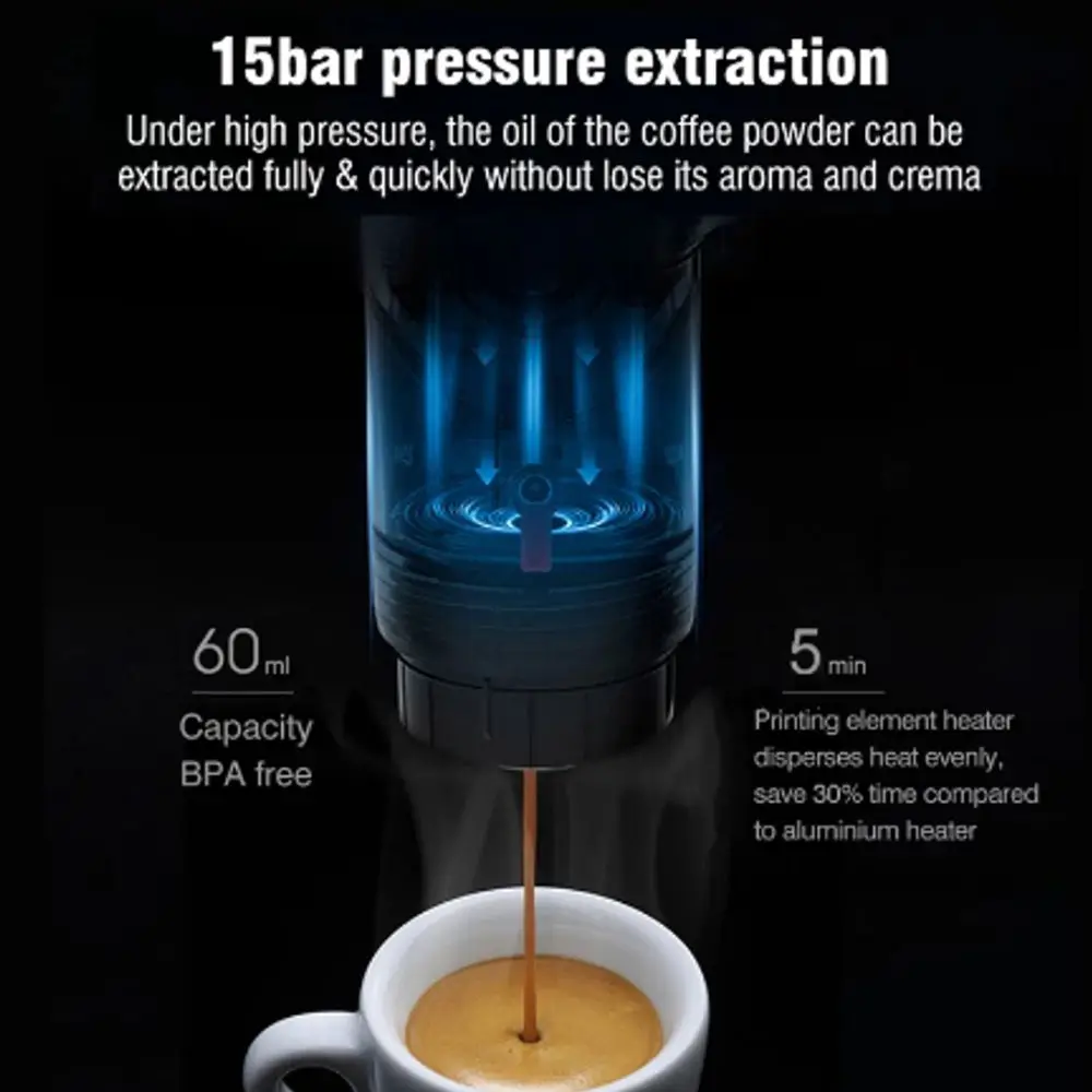USB Kapsel Espresso Maker Kaasaskantav kohvimasin Auto 12V Kohvimasin / Auto Kütte Kohvi Tass / Täielikult semi-automatic - 3