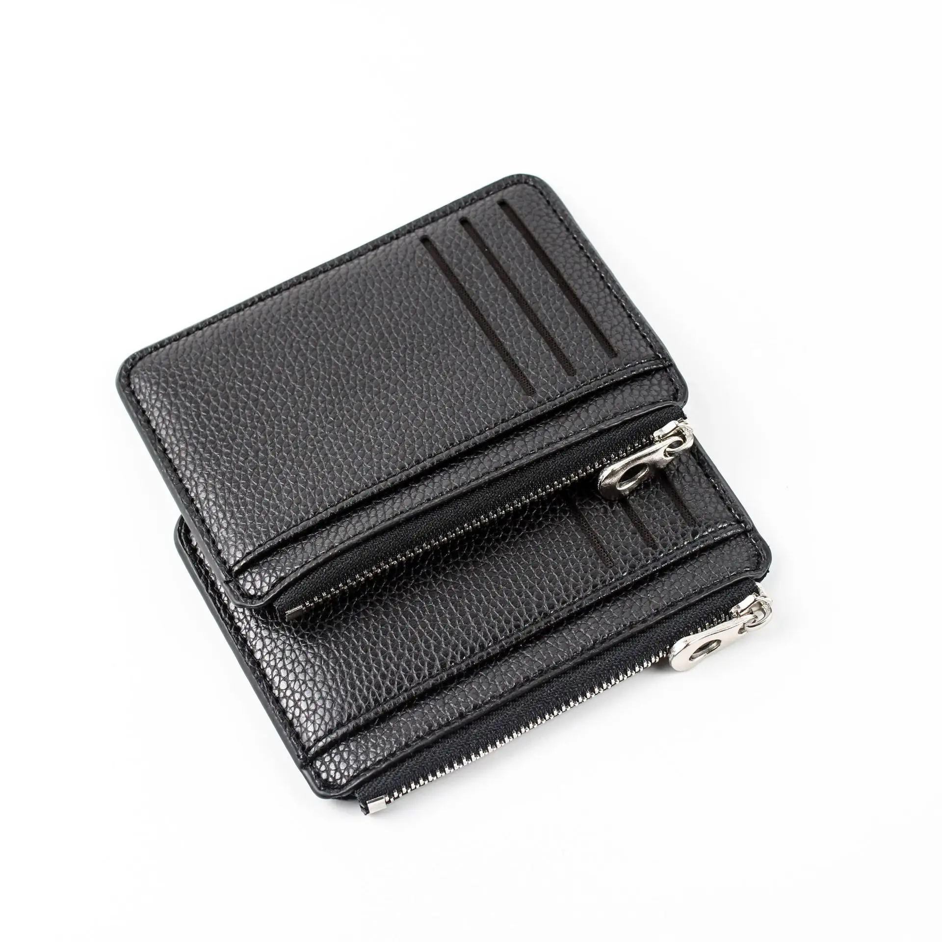 1TK Must Mini Tõmblukk-Kaardi Kott Slim ID Pank Rahakott Rahakott Krediidi Abimees Väike Õhuke Ultra-õhuke PU Nahast Lühike Rahakott Meestele - 1