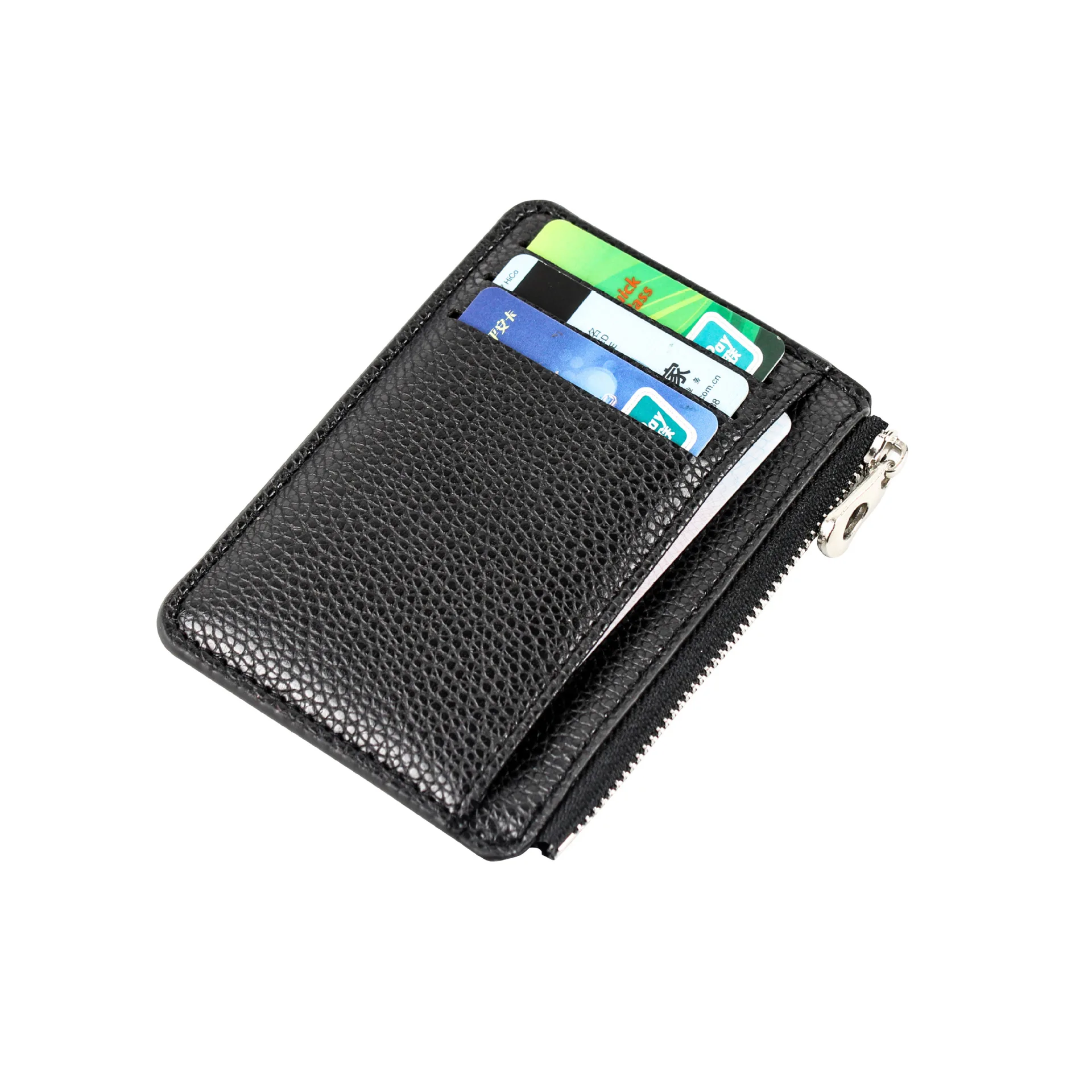 1TK Must Mini Tõmblukk-Kaardi Kott Slim ID Pank Rahakott Rahakott Krediidi Abimees Väike Õhuke Ultra-õhuke PU Nahast Lühike Rahakott Meestele - 4