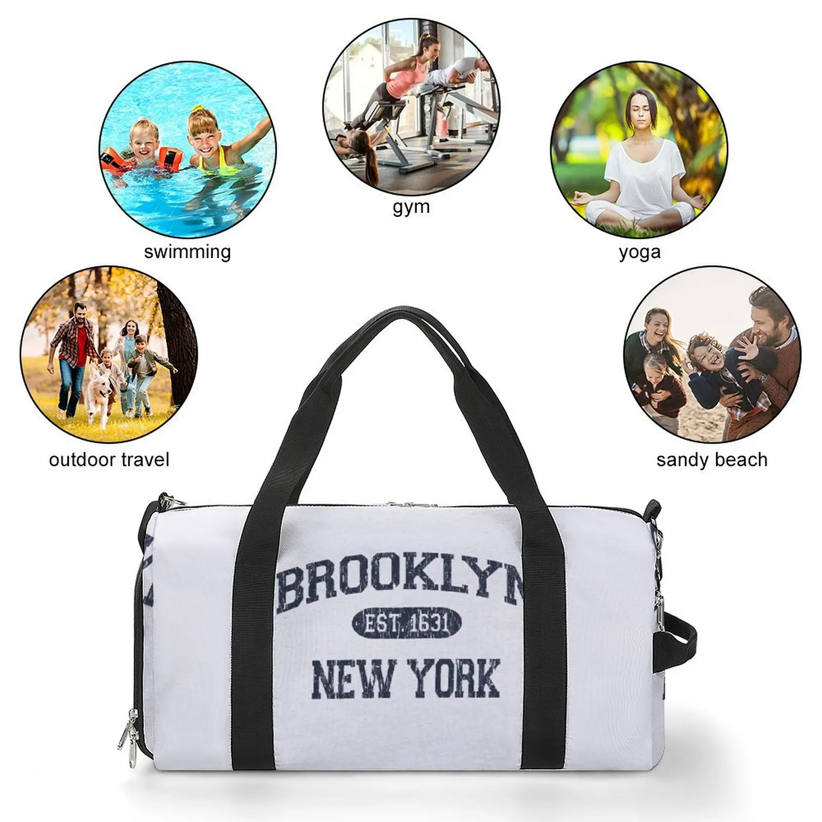 Brooklyn NY Arch Õnnetud Sport Kotid Retro Printida Kingad spordikotti Veekindel Meeste Naiste Reisi-Käekott Armas Fitness Kott - 2