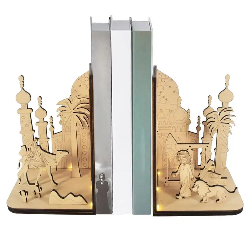 DIY 3D Puidust Book Nook Riiul Miniatuuri araabia Etnilise Stseeni Komplektid Vintage Kuulus Agentuuri Bookends Raamaturiiul Home Decor - 0