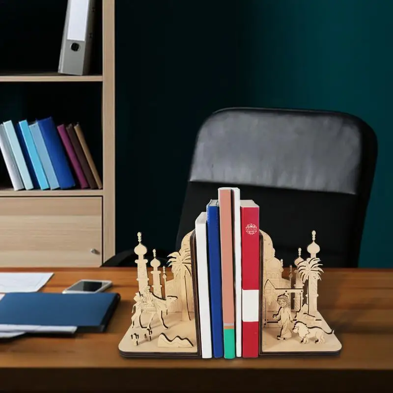 DIY 3D Puidust Book Nook Riiul Miniatuuri araabia Etnilise Stseeni Komplektid Vintage Kuulus Agentuuri Bookends Raamaturiiul Home Decor - 2