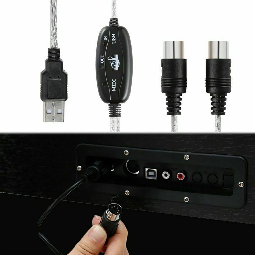 Elektrilised MIDI Klaviatuuri Audio Adapter, MIDI - > USB Konverteri Adapter Kaabel Klaviatuuri Lisaseadme - 5