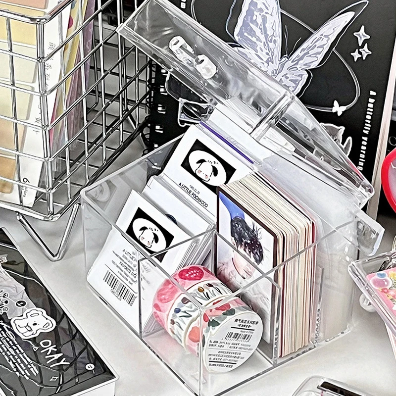 Multifunktsionaalne Tolmukindel Kasti Läbipaistev Klapp Storage Box Väike Kaart INS Kaardi Omanik Postkaarte, Kleepse Kasti Akrüül Kirjatarvete - 1