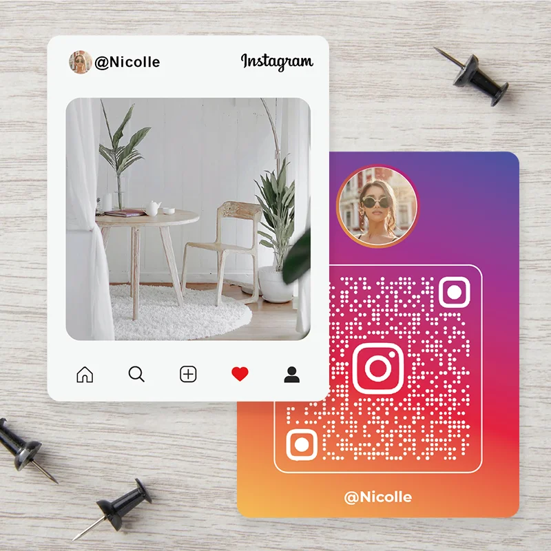 Custom Instagram Sotsiaalse Meedia Kaardid Väikeste Ettevõtete Foto Minimaalne Kutsudes Kaardid Koos QR Kood ja Nimi 50-500PCs Ring Nurgas - 5