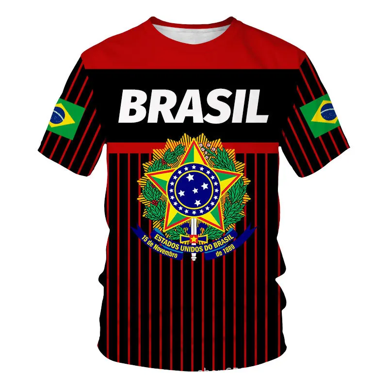 Tshirt Brasiilia Lipu riigivapp 3D Print T-Särgi Suvel TShirt Mood Lapsed Vabaaja Unisex Poisid Tüdrukud ümber Kaela Tees TShirt - 0