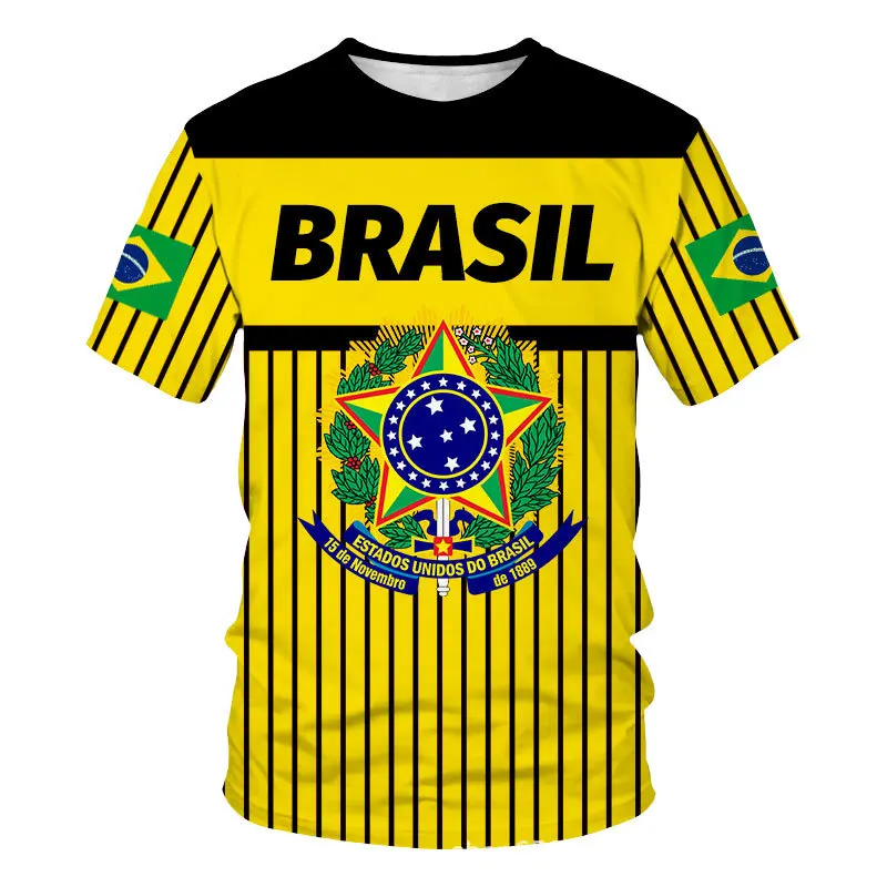 Tshirt Brasiilia Lipu riigivapp 3D Print T-Särgi Suvel TShirt Mood Lapsed Vabaaja Unisex Poisid Tüdrukud ümber Kaela Tees TShirt - 2