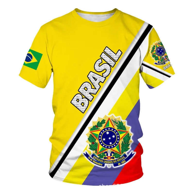 Tshirt Brasiilia Lipu riigivapp 3D Print T-Särgi Suvel TShirt Mood Lapsed Vabaaja Unisex Poisid Tüdrukud ümber Kaela Tees TShirt - 3