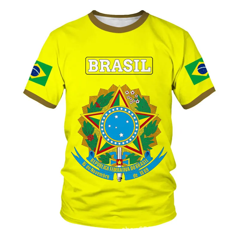Tshirt Brasiilia Lipu riigivapp 3D Print T-Särgi Suvel TShirt Mood Lapsed Vabaaja Unisex Poisid Tüdrukud ümber Kaela Tees TShirt - 4
