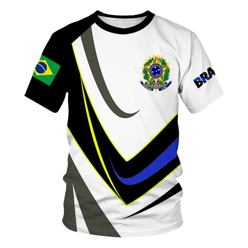 Tshirt Brasiilia Lipu riigivapp 3D Print T-Särgi Suvel TShirt Mood Lapsed Vabaaja Unisex Poisid Tüdrukud ümber Kaela Tees TShirt - 5