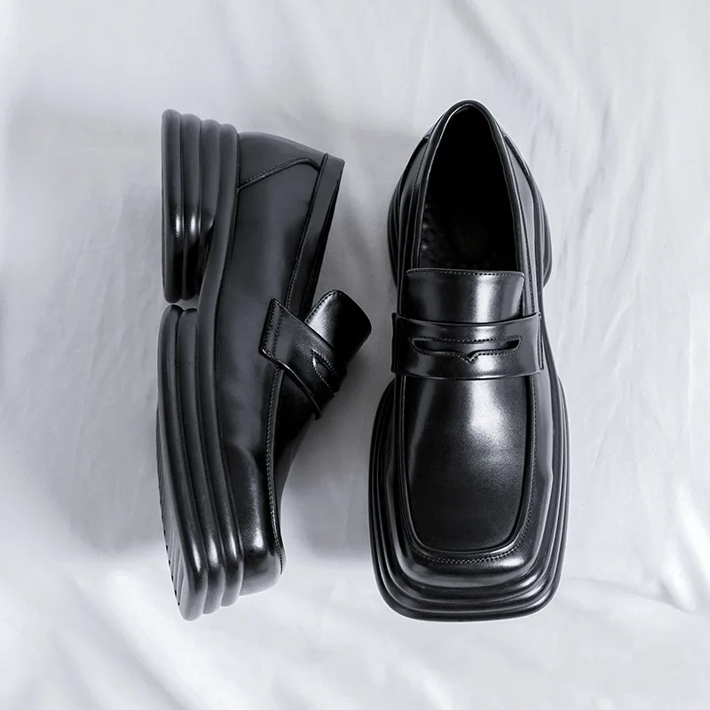 itaalia brändi disainer meeste mokassiinkingad luksus mood ehtne nahk kingad tõsta-platvormil, kinga pool bankett square varba tossud - 1
