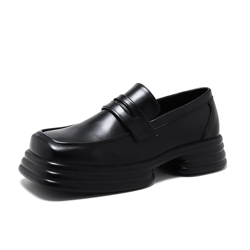 itaalia brändi disainer meeste mokassiinkingad luksus mood ehtne nahk kingad tõsta-platvormil, kinga pool bankett square varba tossud - 4